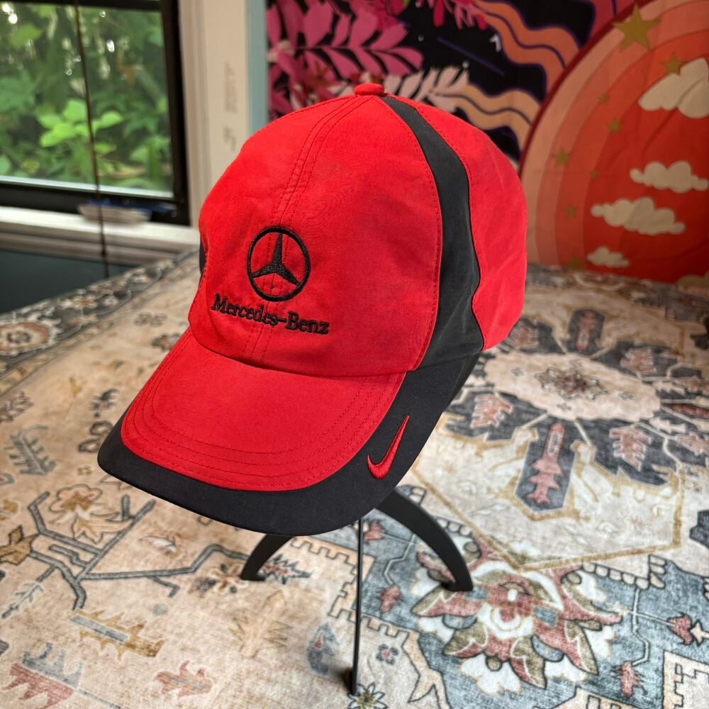 Mercedes Benz Nike Golf Baseball Hat Athletic Red Outdoor Y2k Cap Swoosh